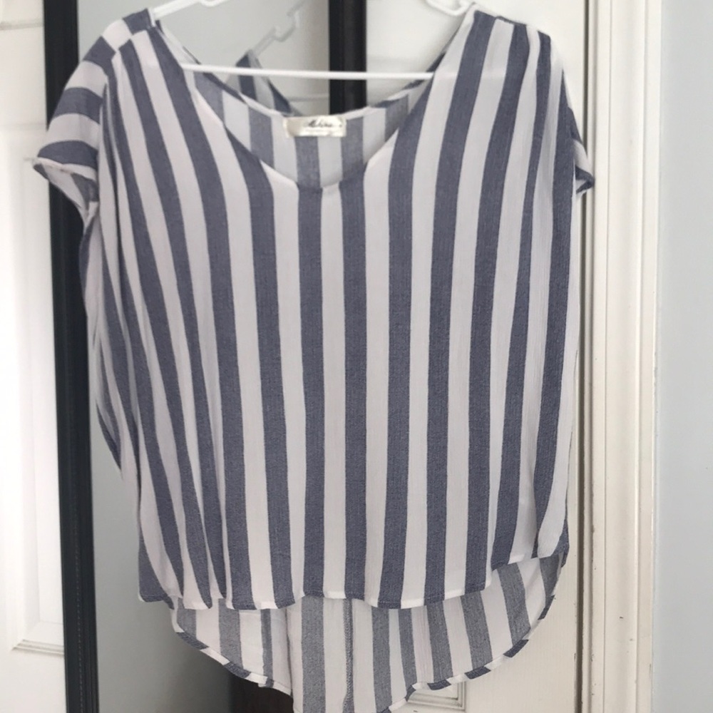 Blue/White Striped Loose Top